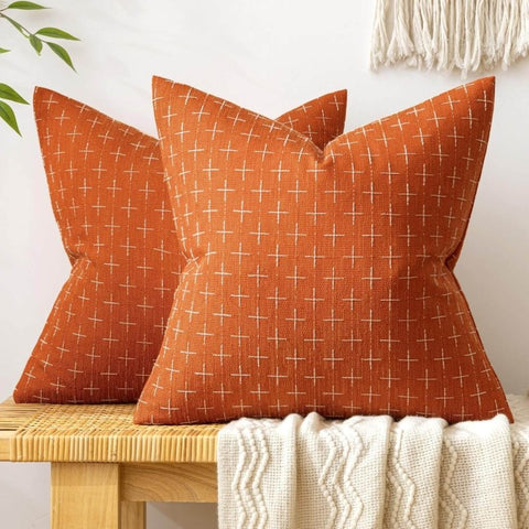 MIULEE Decorative Burlap Linen Modern Farmhouse Rustic Woven Textured Pillow Covers (Pack of 2) - Miulee