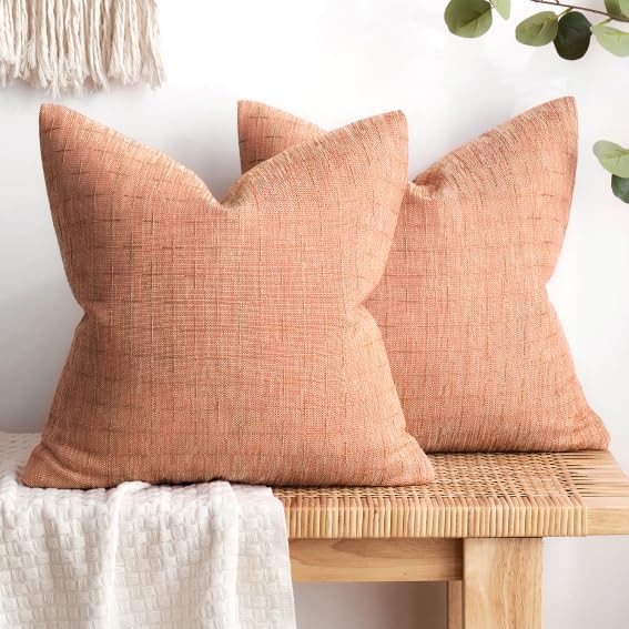 MIULEE Decorative Burlap Linen Modern Farmhouse Rustic Woven Textured Pillow Covers (Pack of 2) - Miulee