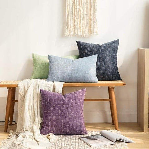 MIULEE Decorative Burlap Linen Modern Farmhouse Rustic Woven Textured Pillow Covers (Pack of 2) - Miulee