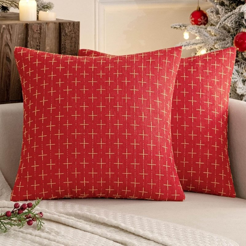 MIULEE Decorative Burlap Linen Modern Farmhouse Rustic Woven Textured Pillow Covers (Pack of 2) - Miulee