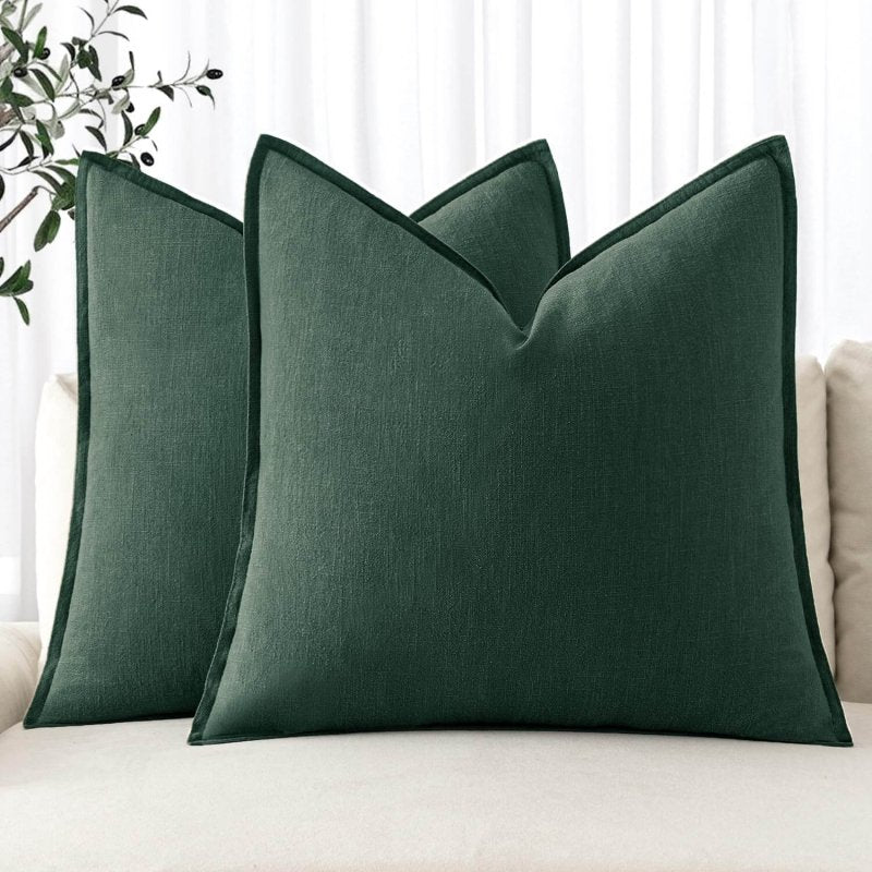 MIULEE Decorative Linen Boho Farmhouse Neutral Couch Throw Pillows Covers (Pack of 2) - Miulee
