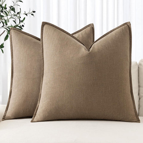 MIULEE Decorative Linen Boho Farmhouse Neutral Couch Throw Pillows Covers (Pack of 2) - Miulee