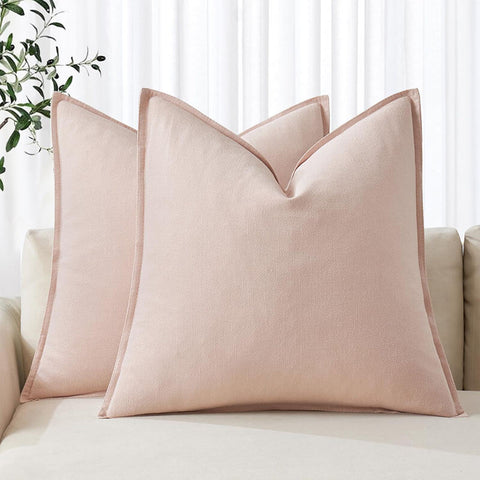 MIULEE Decorative Linen Boho Farmhouse Neutral Couch Throw Pillows Covers (Pack of 2) - Miulee