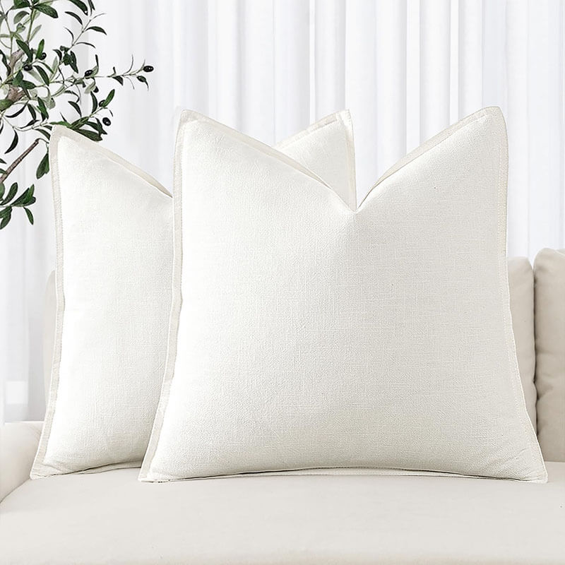 MIULEE Decorative Linen Boho Farmhouse Neutral Couch Throw Pillows Covers (Pack of 2) - Miulee