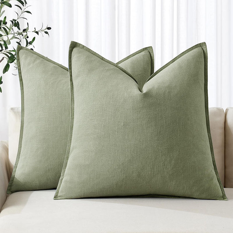 MIULEE Decorative Linen Boho Farmhouse Neutral Couch Throw Pillows Covers (Pack of 2) - Miulee