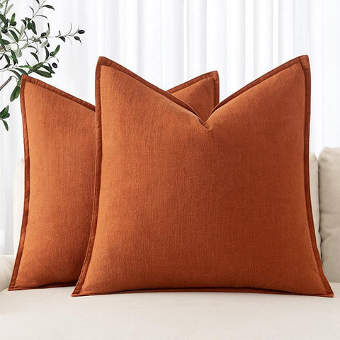 MIULEE Decorative Linen Boho Farmhouse Neutral Couch Throw Pillows Covers (Pack of 2) - Miulee