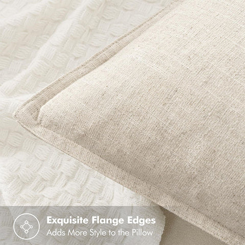MIULEE Decorative Linen Boho Farmhouse Neutral Couch Throw Pillows Covers (Pack of 2) - Miulee