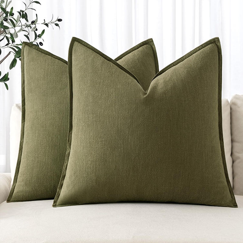MIULEE Decorative Linen Boho Farmhouse Neutral Couch Throw Pillows Covers (Pack of 2) - Miulee
