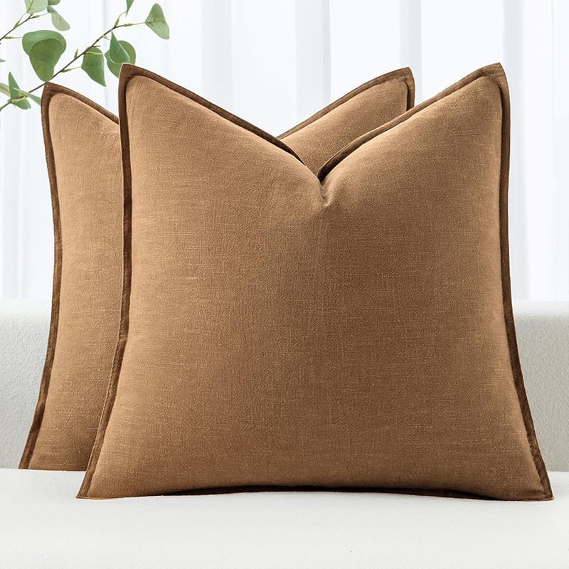 MIULEE Decorative Linen Boho Farmhouse Neutral Couch Throw Pillows Covers (Pack of 2) - Miulee