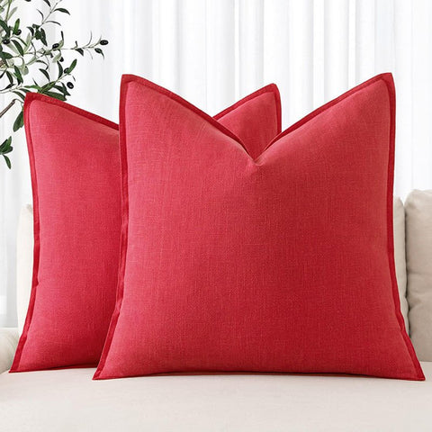 MIULEE Decorative Linen Boho Farmhouse Neutral Couch Throw Pillows Covers (Pack of 2) - Miulee