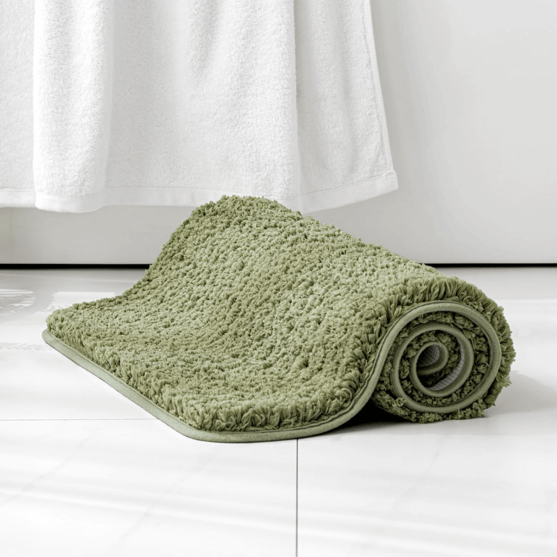 MIULEE Extra Thick Non Slip Bathroom Rug Shaggy Soft Bath Mat Plush Microfiber Absorbent Water for Shower Tub Machine Washable (Sage, 16x24 Inches) - Miulee