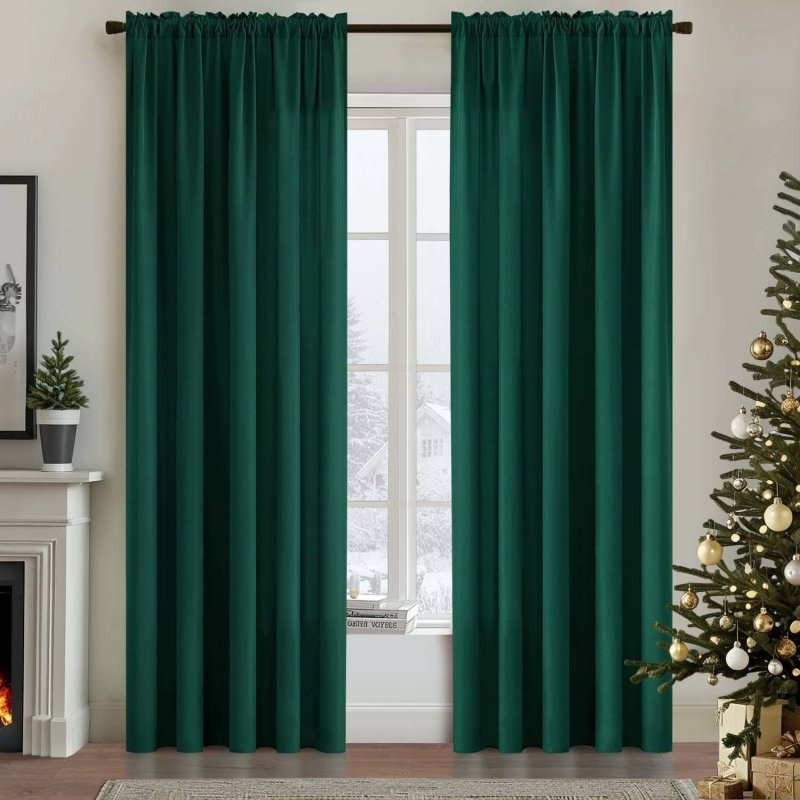 MIULEE Hunter Green Privacy Sheer Curtains That Let Light in 84 Inches Long Non - See - Through Semi Sheer Curtains Light Filtering Window Curtains Christmas Drapes for Living Room Bedroom 2 Panels Set - Miulee