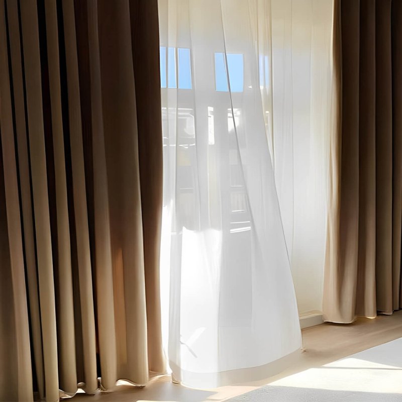 MIULEE Light Filtering White Privacy Sheer Curtains (2 Panels) - Miulee