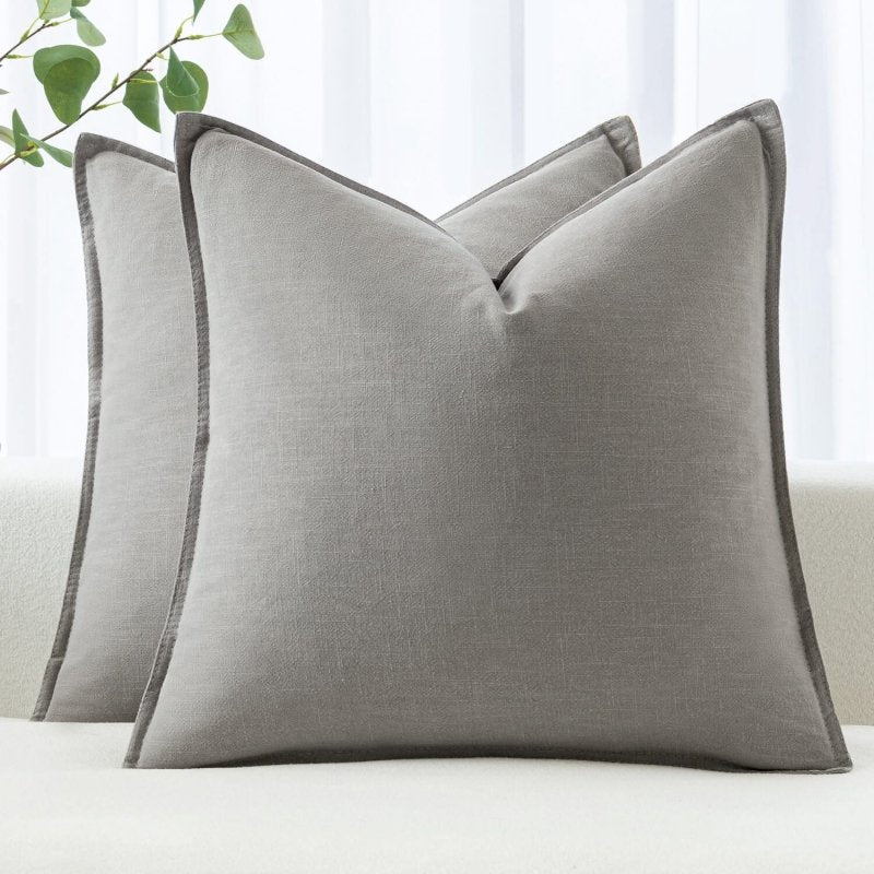 MIULEE Linen Pillow Covers 18x18 Inch Light Gray Decorative Throw Pillow Covers Pack of 2 Soft Accent Farmhouse Couch Pillowcases Modern Home Decors for Sofa Cushion Living Room Bed - Miulee