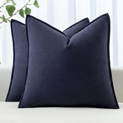 MIULEE Linen Pillow Covers 24x24 Inch Navy Decorative Throw Pillow Covers Pack of 2 Soft Accent Farmhouse Couch Pillowcases Modern Home Decors for Sofa Cushion Living Room Bed - Miulee