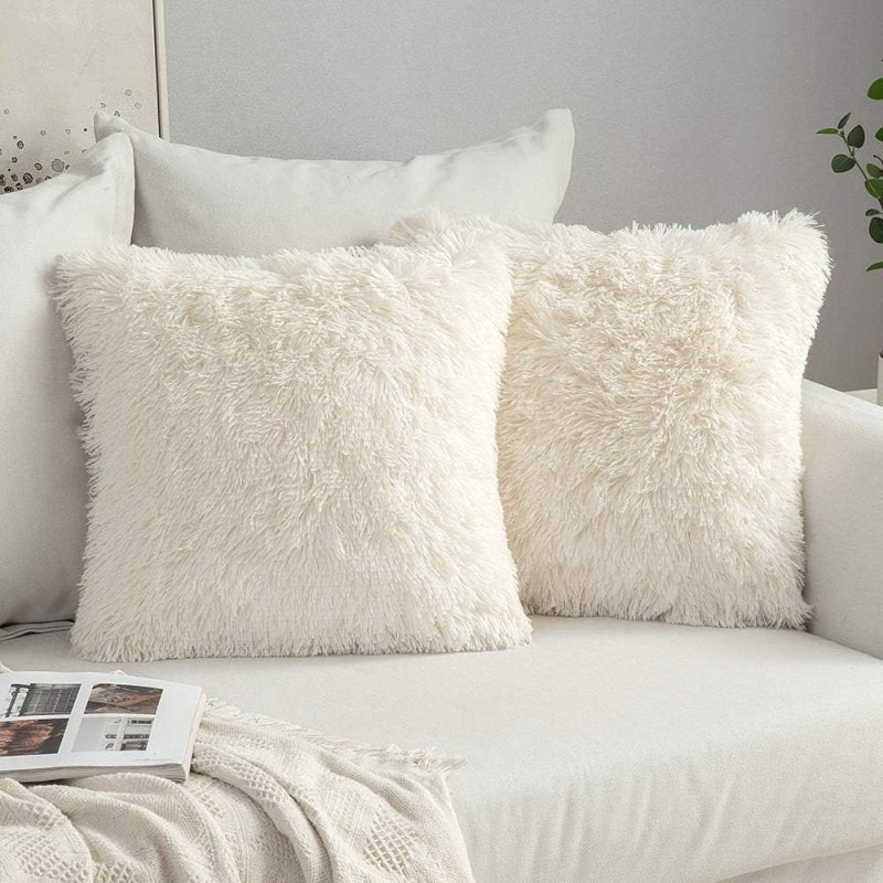 MIULEE Luxury Faux Fur Deluxe Winter Decorative Plush Throw Pillow Covers (Pack of 2) - Miulee