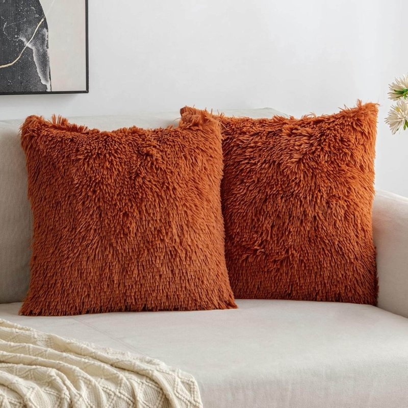 MIULEE Luxury Faux Fur Deluxe Winter Decorative Plush Throw Pillow Covers (Pack of 2) - Miulee