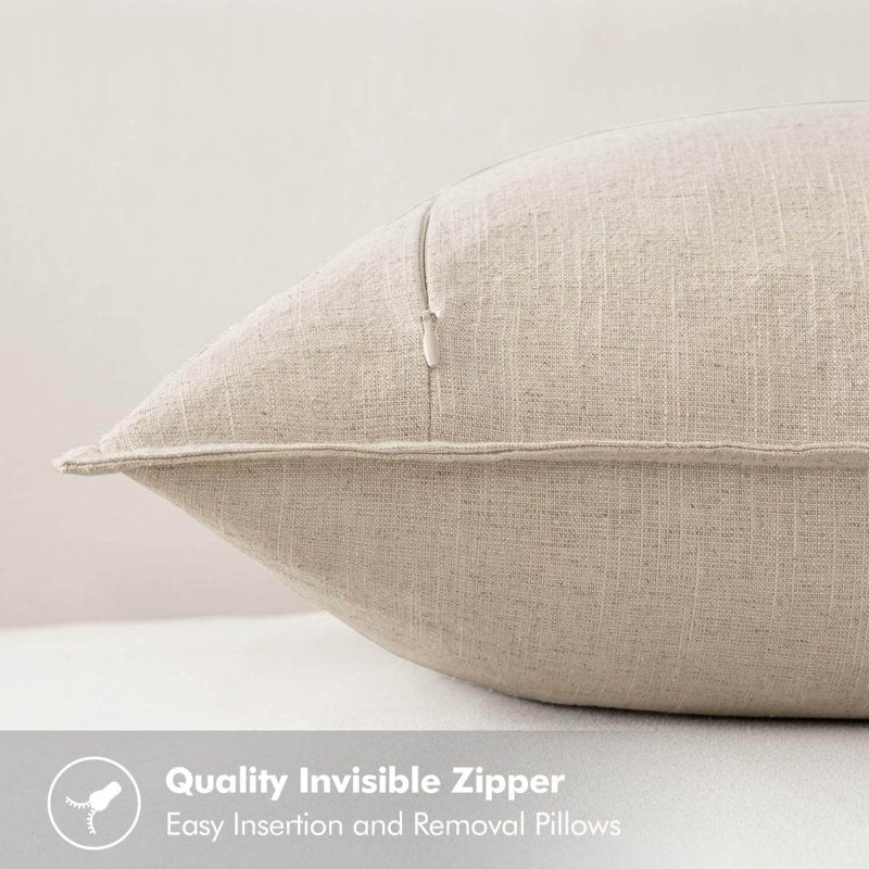 MIULEE Neutral Linen Decorative Solid Boho Throw Pillow Covers (Pack of 4) - Miulee