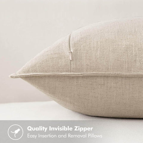 MIULEE Neutral Linen Decorative Solid Boho Throw Pillow Covers (Pack of 4) - Miulee