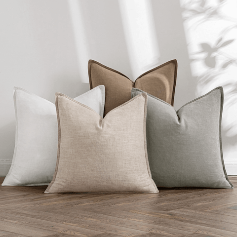 MIULEE Neutral Linen Decorative Solid Boho Throw Pillow Covers (Pack of 4) - Miulee