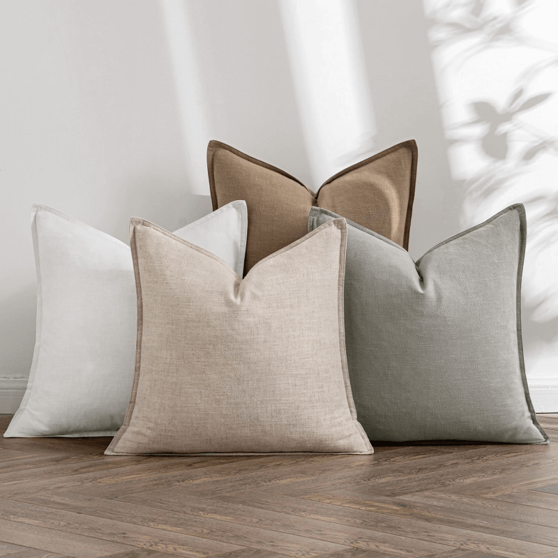 MIULEE Neutral Linen Pillow Covers Pack of 4 Decorative Natural Solid Throw Pillow Covers Soft Accent Boho Farmhouse Couch Pillowcases Modern Home Decors for Living Room Bed Sofa 20x20 Inch - Miulee