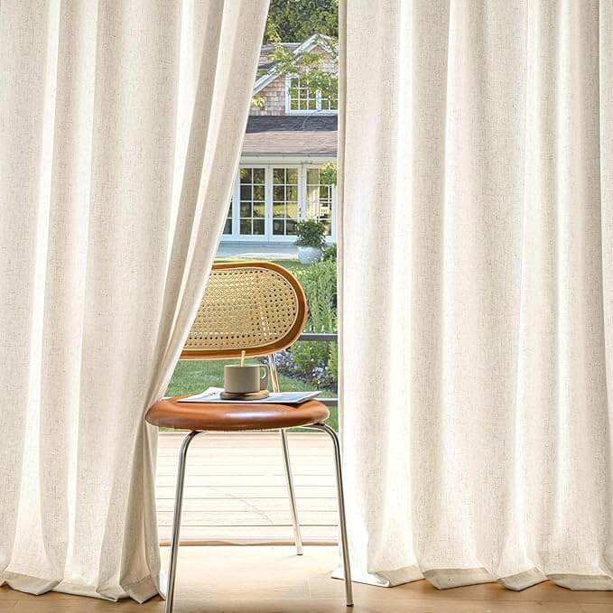 MIULEE Non - See - Through Privacy Linen Curtains 2 Panels, Light Filtering Window Curtains Farmhouse Textured Back Tab Semi Sheer Drapes for Bedroom Living Room, 52 x 84 Inches Long, Cream Ivory - Miulee