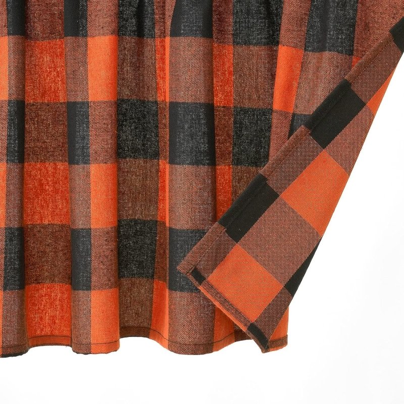 MIULEE Orange and Black Buffalo Plaid Curtains for Window Fall Decor Farmhouse Buffalo Check Gingham Rod Pocket Valances Curtain Valance for Kitchen Bathroom Living Room 52" x 18" - Miulee