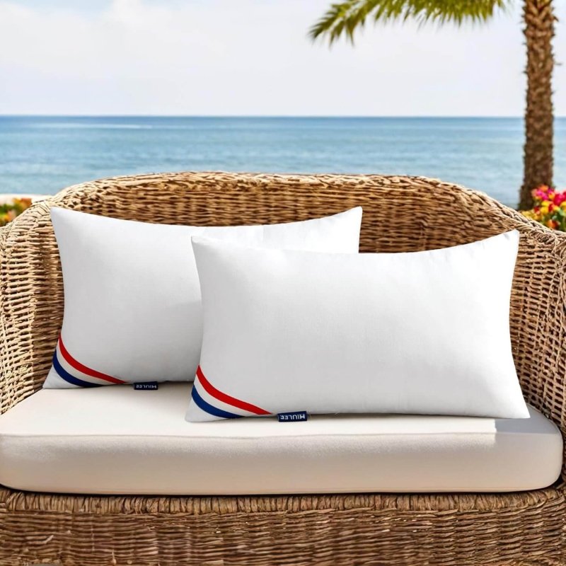MIULEE Outdoor Pillows Pack of 2 12x20 Inch Outdoor Pillow Inserts Waterproof Decorative Throw Pillow Inserts, Rectangle Water Resistant Pillow for Garden Couch Furniture - Miulee