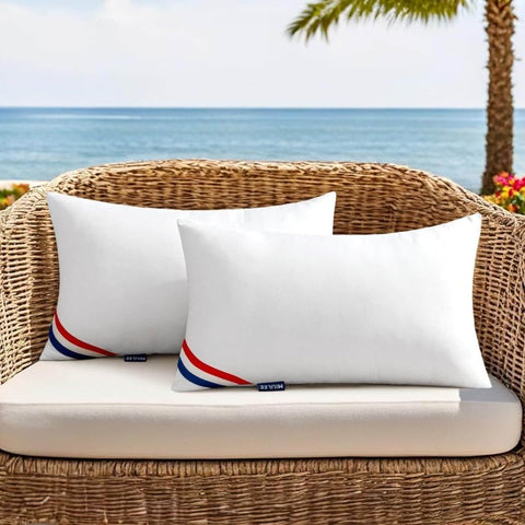 MIULEE Outdoor Pillows Pack of 2 12x20 Inch Outdoor Pillow Inserts Waterproof Decorative Throw Pillow Inserts, Rectangle Water Resistant Pillow for Garden Couch Furniture - Miulee