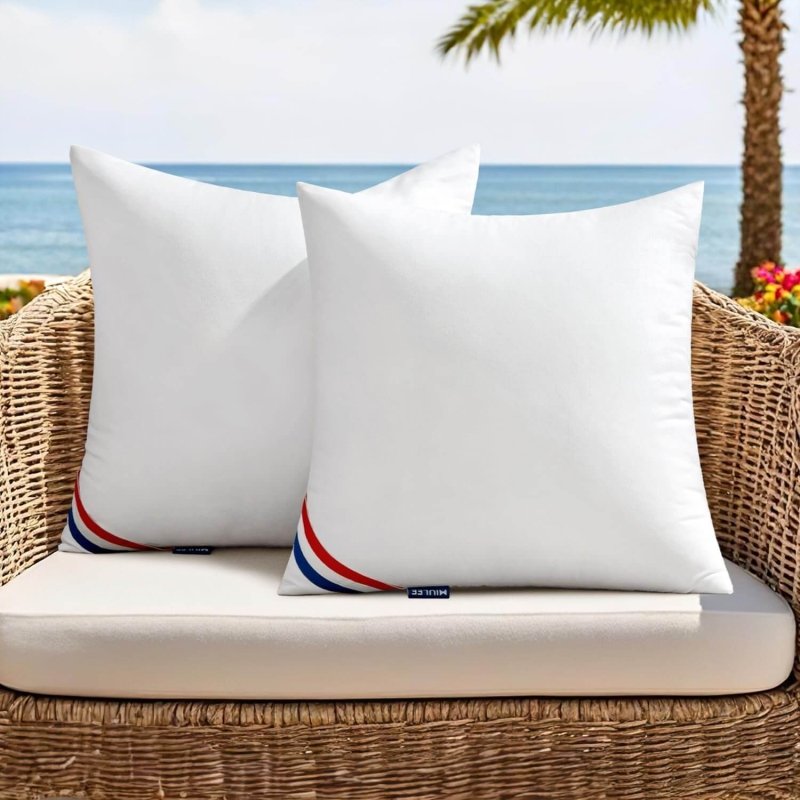 MIULEE Outdoor Pillows Pack of 2 20x20 Inch Outdoor Pillow Inserts Waterproof Decorative Throw Pillow Inserts, Square Water Resistant Pillow for Garden Couch Furniture - Miulee