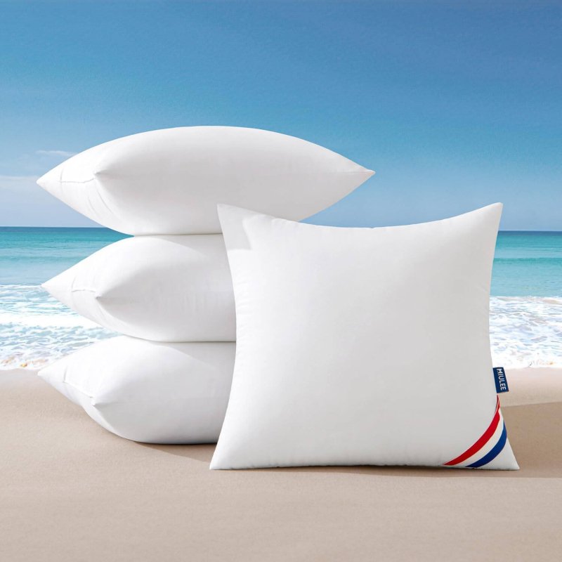 MIULEE Outdoor Pillows Pack of 4 16x16 Inch Outdoor Pillow Inserts Waterproof Decorative Throw Pillow Inserts, Square Water Resistant Pillow for Garden Couch Furniture - Miulee