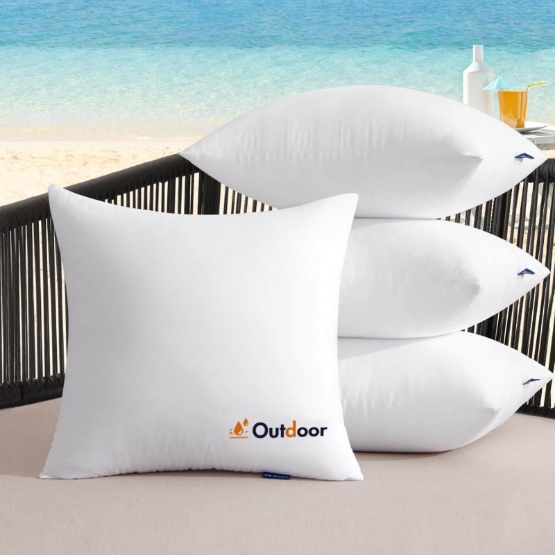 MIULEE Outdoor Pillows Set of 4 18x18 Waterproof Throw Pillow Inserts, Decorative Water Resistant Hypoallergenic Pillow Cushion for Patio and Garden - Miulee