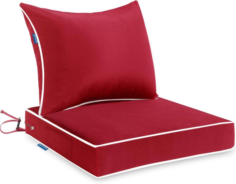 MIULEE Outdoor Seat Cushion Set Red 22 x 22 x 3 Inch Waterproof & Fade Resistant Deep Seat and back Patio Furniture Cushions with Handle and Adjustable Straps Cushions for Chair Couch - Miulee