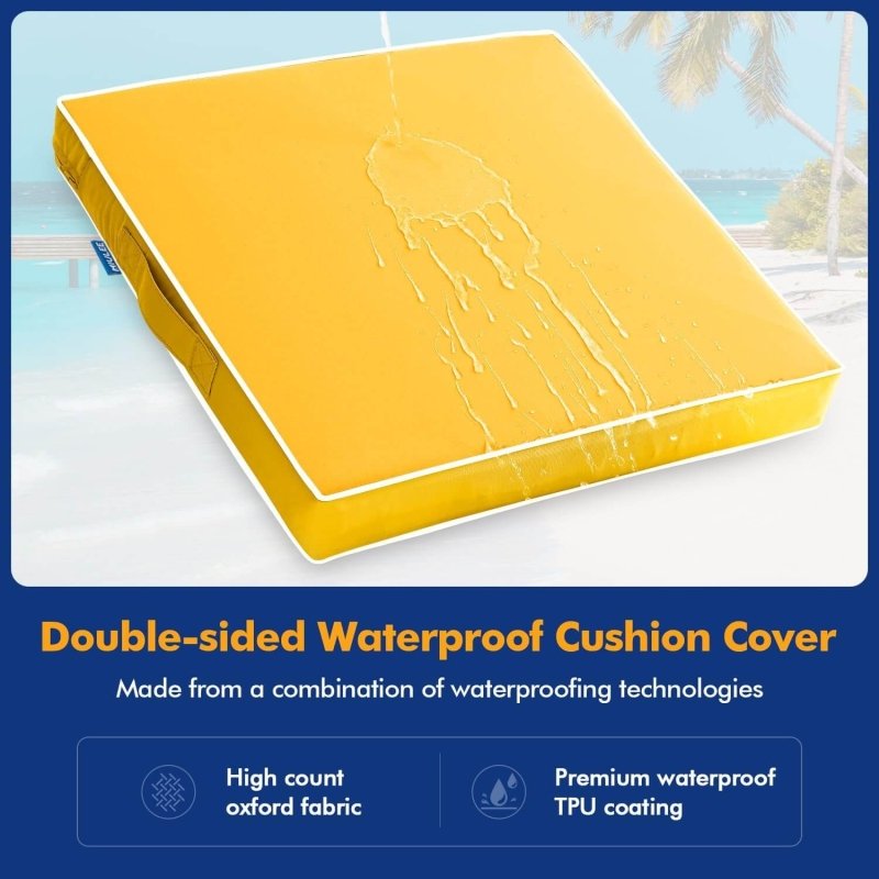 MIULEE Outdoor Seat Cushion Set Yellow 22 x 22 x 3 Inch Waterproof & Fade Resistant Deep Seat and back Patio Furniture Cushions with Handle and Adjustable Straps Cushions for Chair Couch, - Miulee