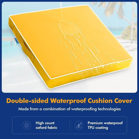 MIULEE Outdoor Seat Cushion Set Yellow 22 x 22 x 3 Inch Waterproof & Fade Resistant Deep Seat and back Patio Furniture Cushions with Handle and Adjustable Straps Cushions for Chair Couch, - Miulee