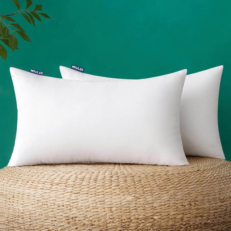 MIULEE Pack of 2 14x22 Inch Outdoor Pillow Inserts Waterproof Decorative Throw Pillow Insert, Rectangle Lumbar Garden Pillow Form for Patio Sofa Couch - Miulee