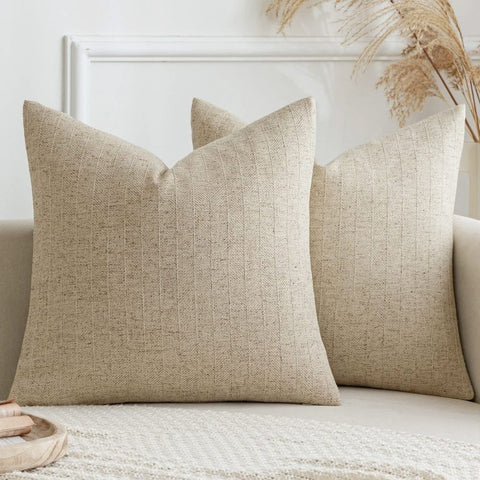 MIULEE Pack of 2 Khaki Decorative Pillow Covers 18 x 18 Inch Soft Accent Farmhouse Couch Throw Pillows Cushion Covers Modern Home Decors for Sofa Living Room Bedroom - Miulee
