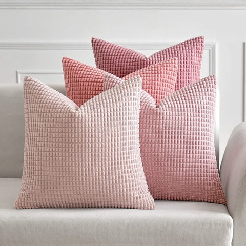 MIULEE Pack of 4 Corduroy Decorative Throw Pillow Covers 18x18 Inch Soft Boho Couch Throw Pillows Modern Farmhouse Home Decor for Sofa Living Room Bed Chameleon Pink - Miulee
