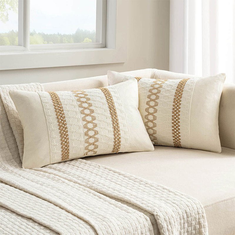 MIULEE Set of 2 Brown Boho Decorative Pillow Covers 12x20 Inch Farmhouse Rustic Couch Throw Pillows Modern Spring Cotton Cushion Covers Retro Cute Macrame Woven Home Decor for Bed Sofa Chair - Miulee