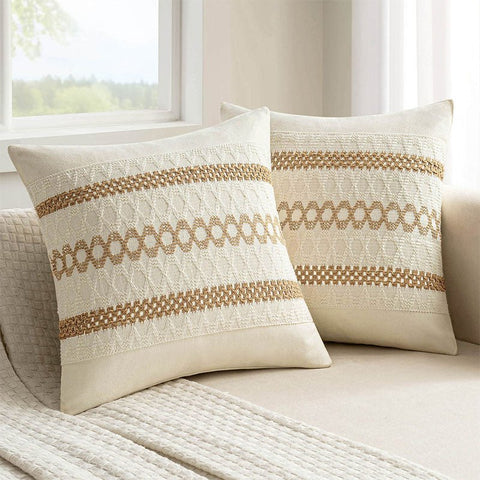 MIULEE Set of 2 Brown Boho Decorative Pillow Covers 12x20 Inch Farmhouse Rustic Couch Throw Pillows Modern Spring Cotton Cushion Covers Retro Cute Macrame Woven Home Decor for Bed Sofa Chair - Miulee