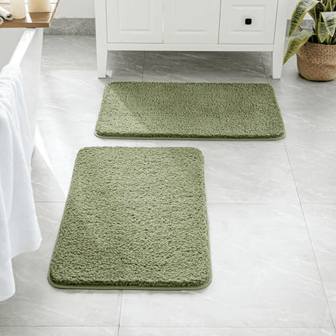 MIULEE Set of 2 Non Slip Shaggy Bathroom Rugs Extra Thick Soft Bath Mats Plush Microfiber Absorbent Water for Tub Shower Machine Washable (Sage, 20x30 inches) - Miulee
