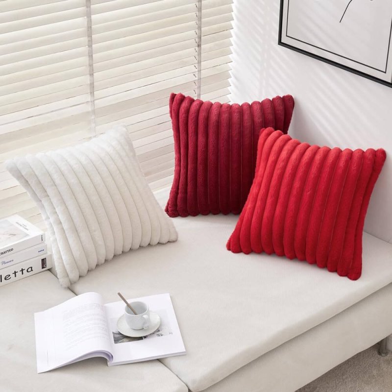 MIULEE Soft Pillowcases with Velvet Back Faux Rabbit Fur (Pack of 2)