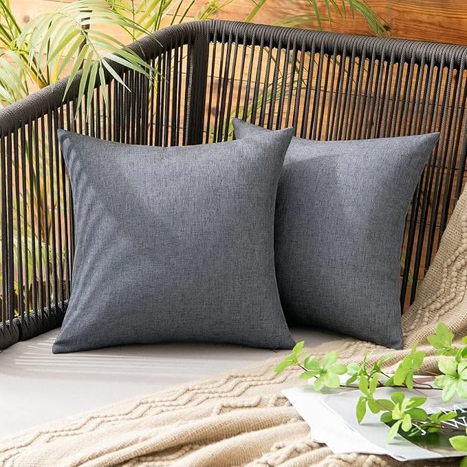 MIULEE Waterproof Water Resistant Ourdoor Throw Pillow Covers - Dark Grey