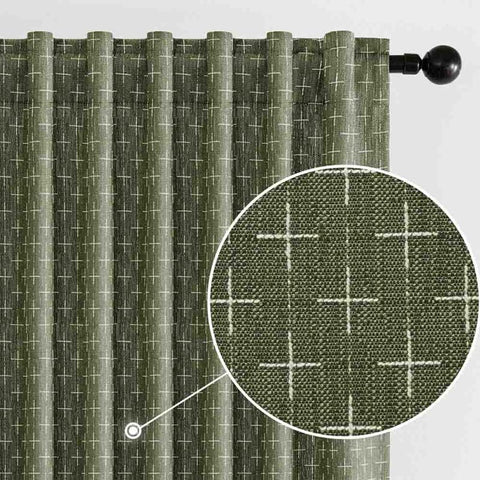 "Nova" Textured Geometric Pattern Linen Curtains (2 Panels) - Miulee