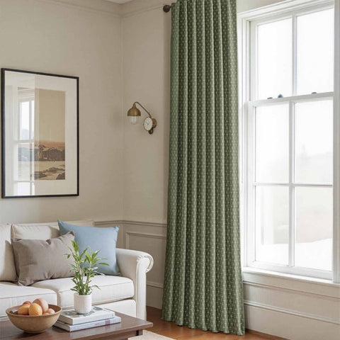 Nova Textured Geometric Pattern Linen Curtains (2 Panels) - Miulee