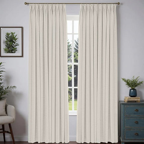 "Pure" Custom Heavyweight Linen Drape Pleated - Natural - Miulee