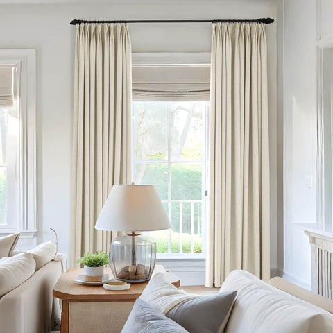 "Pure" Custom Heavyweight Linen Drape Pleated - Sand Beige - Miulee