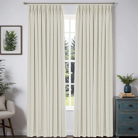 "Serene" Custom Heavyweight Linen Drape Pleated - Beige White