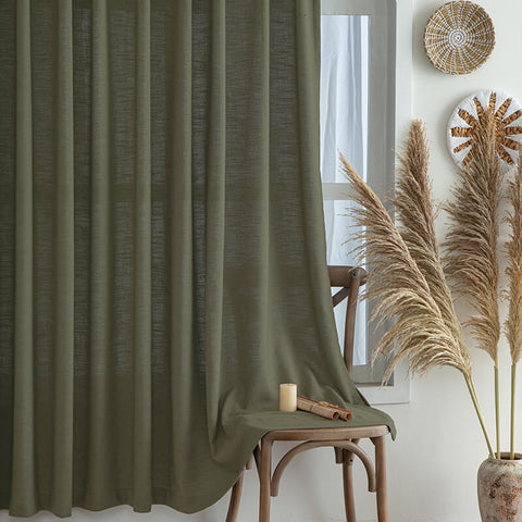 "Serene" Custom Heavyweight Linen Drape Pleated - Grayish Green - Miulee