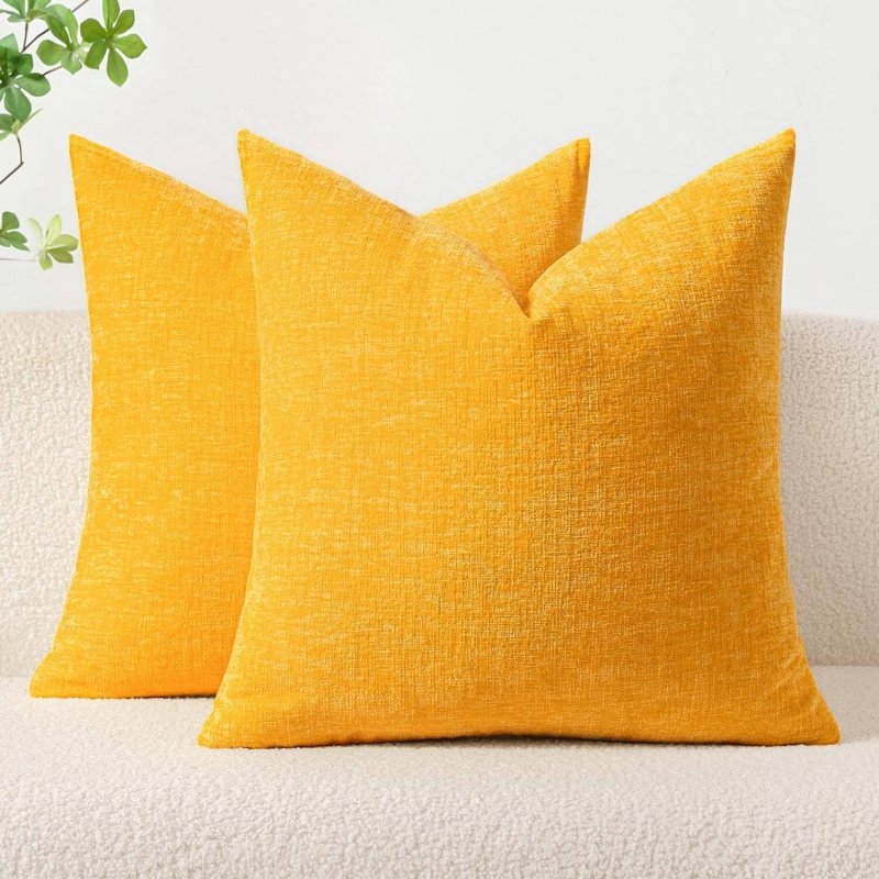 Soft Chenille Solid Dyed Pillow Covers (Pack of 2) - Miulee